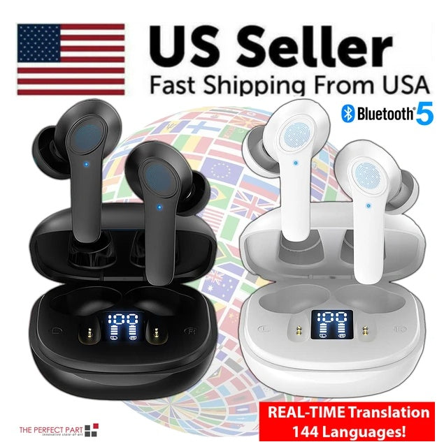 POVTrysIt Approved: Translator Earbuds – 144 Languages Real-Time Translation Earphones (Online & Offline Mode)